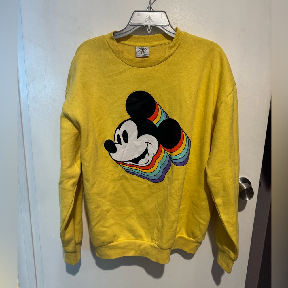 Disney Yellow Crewneck Sweater with Mickey Mouse